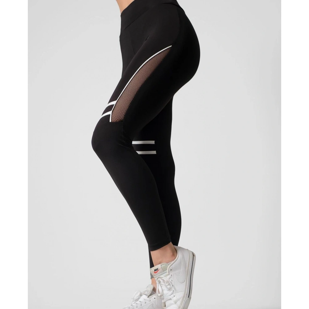 Kadın Siyah File Detaylı Tayt