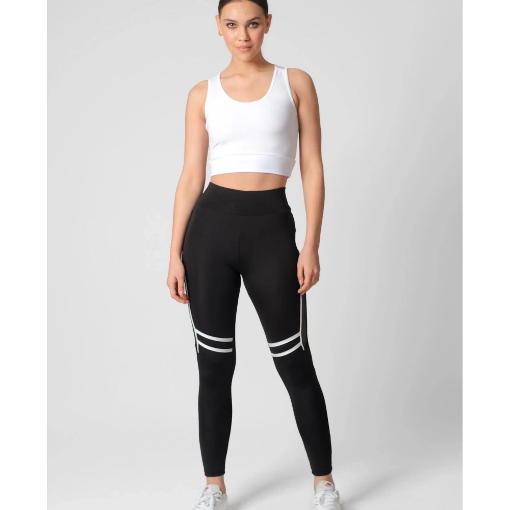 Kadın Siyah File Detaylı Tayt