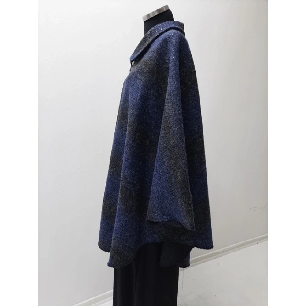 Kadın Siyah-Lacivert Kışlık Panço