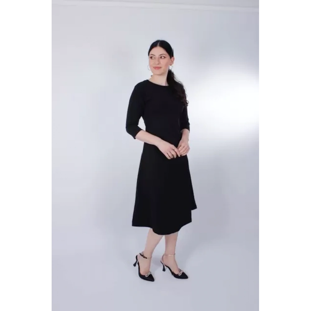 Kadın Siyah Midi Boy Elbise