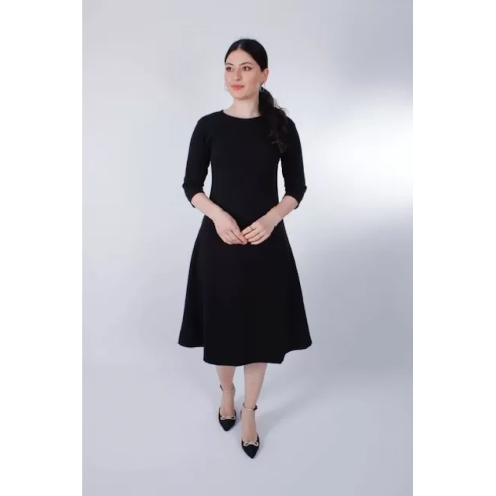 Kadın Siyah Midi Boy Elbise