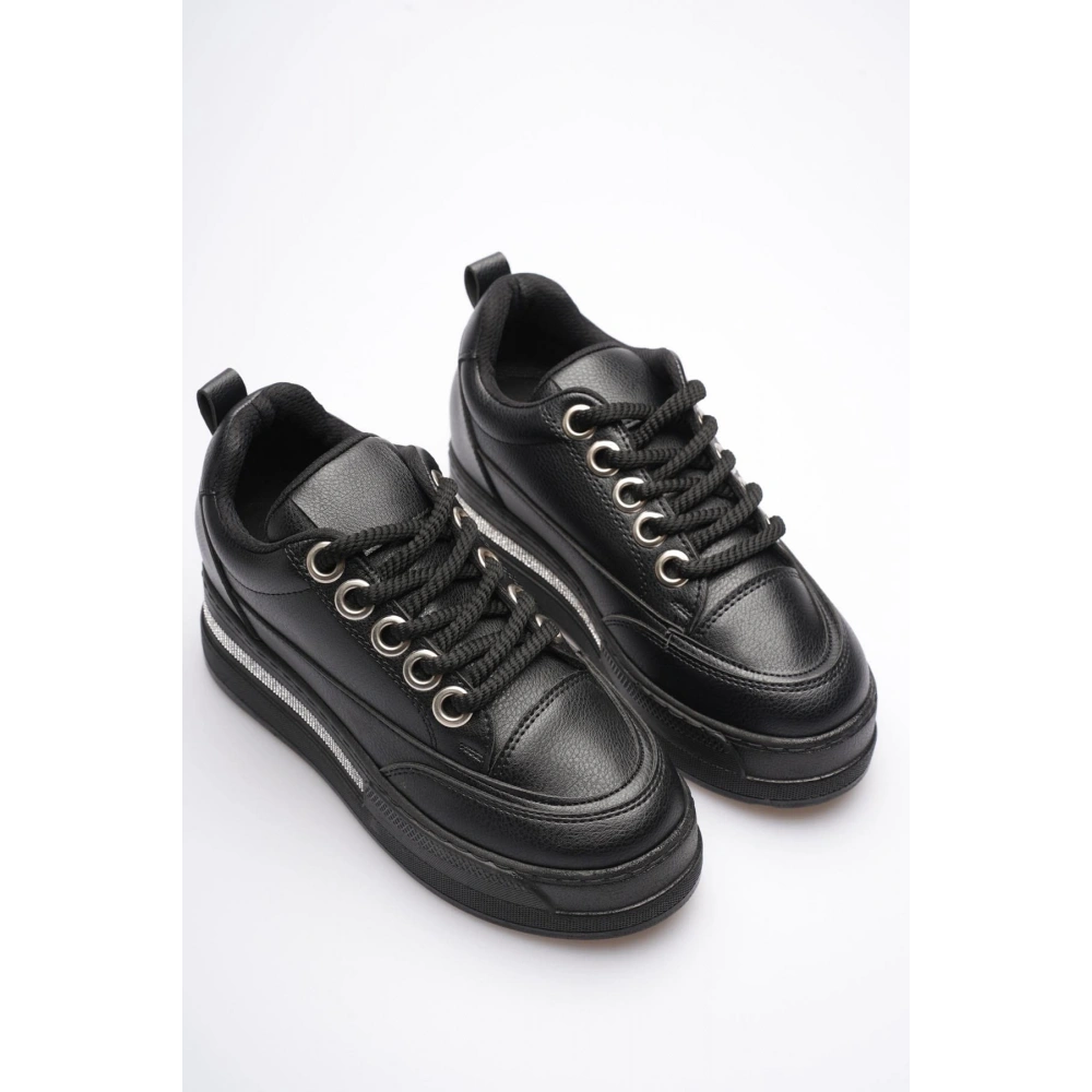 Kadın Siyah Tabanlı Siyah Gizli Topuklu Sneaker TR04MS01D