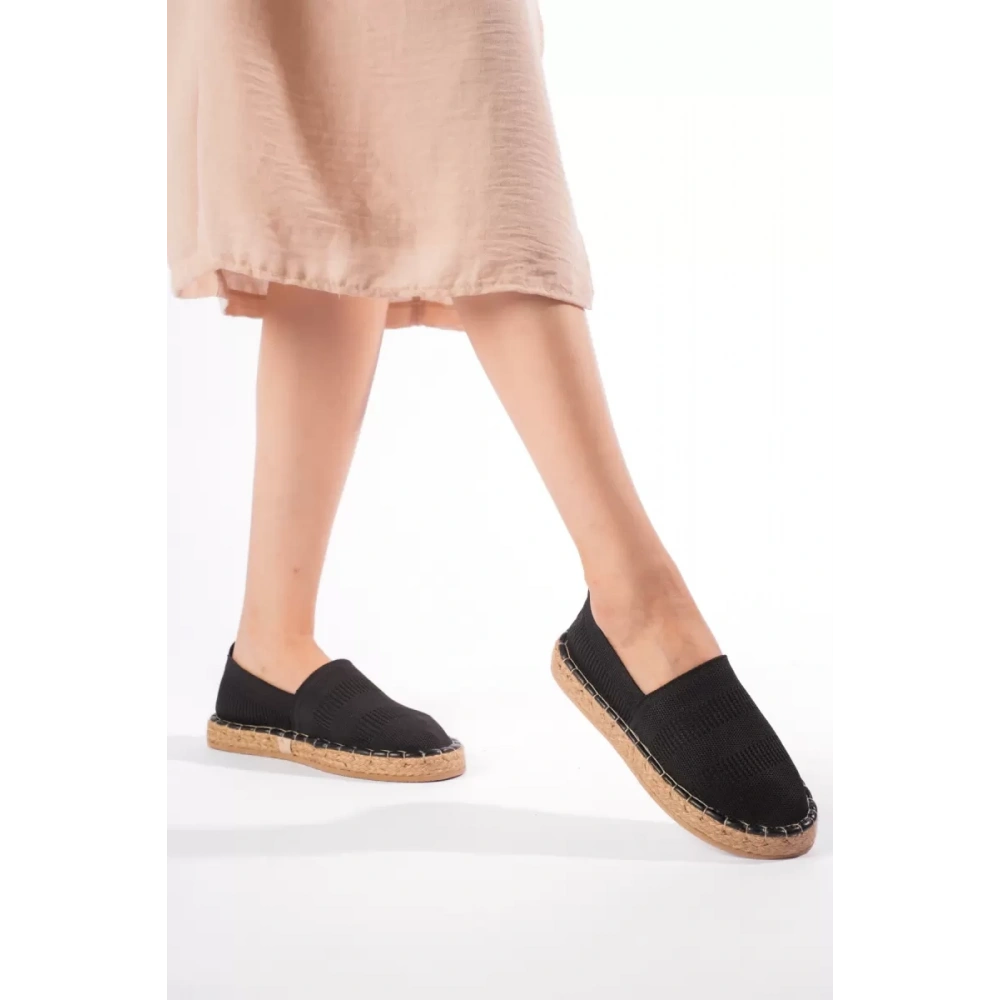 Kadın Siyah Triko Jüt Sargı El Yapımı Espadril TR44MY01A