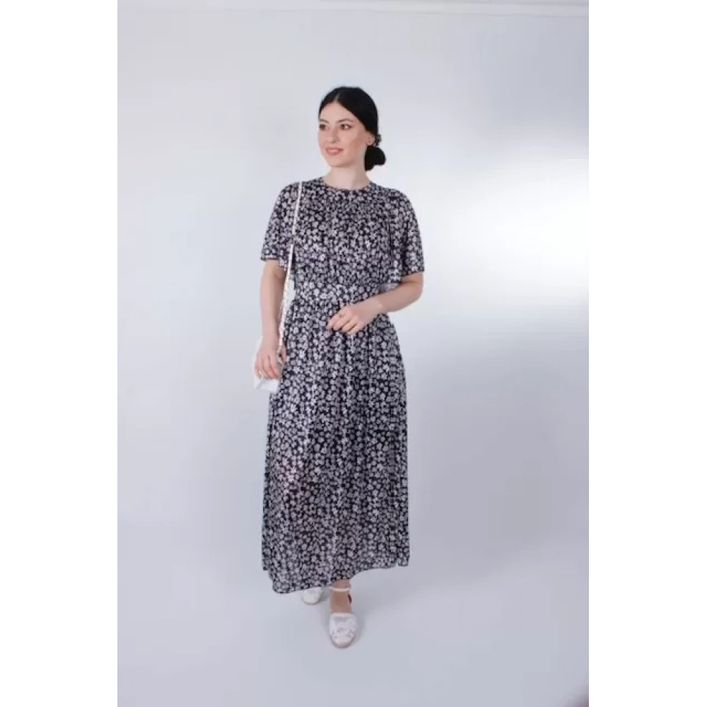 Kadın Siyah-Beyaz Çiçekli Elbise