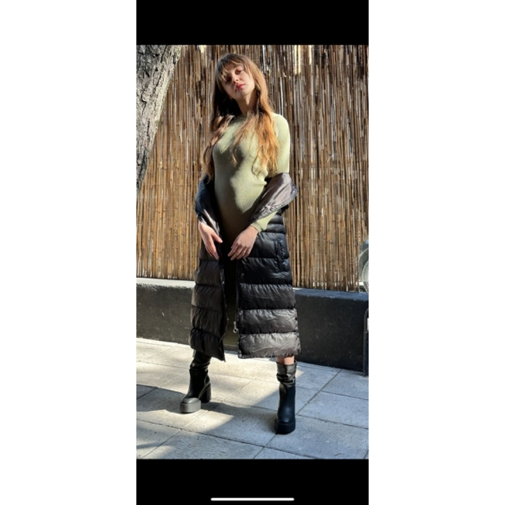 Kadın Siyah Uzun Şişme Yelek