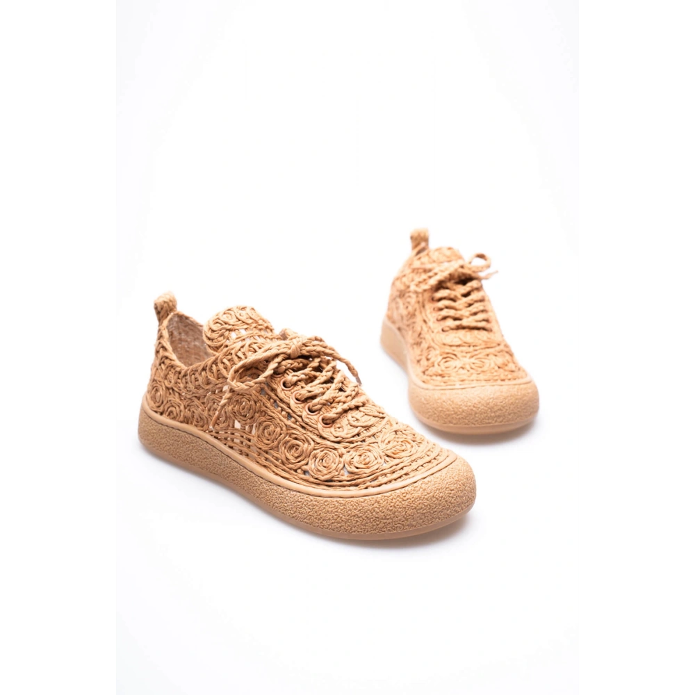 Kadın Taba Örgü Detaylı Günlük Sneaker Rahat ve Hafif Spor Ayakkabı TR01MY01D