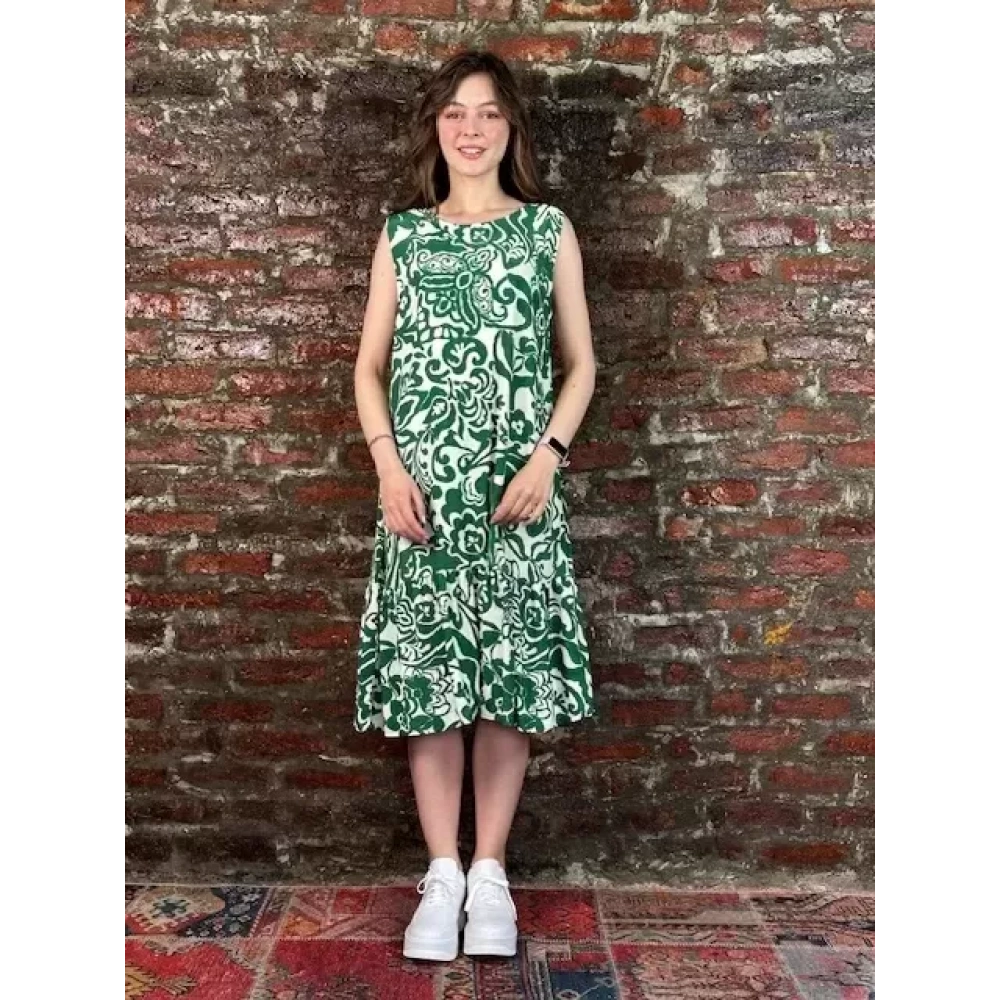 Kadın Yeşil Desenli Elbise