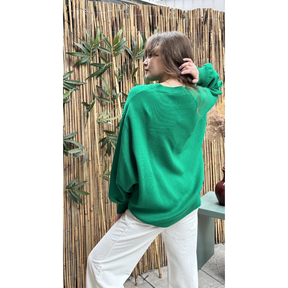 Kadın Yeşil Oversıze Kazak