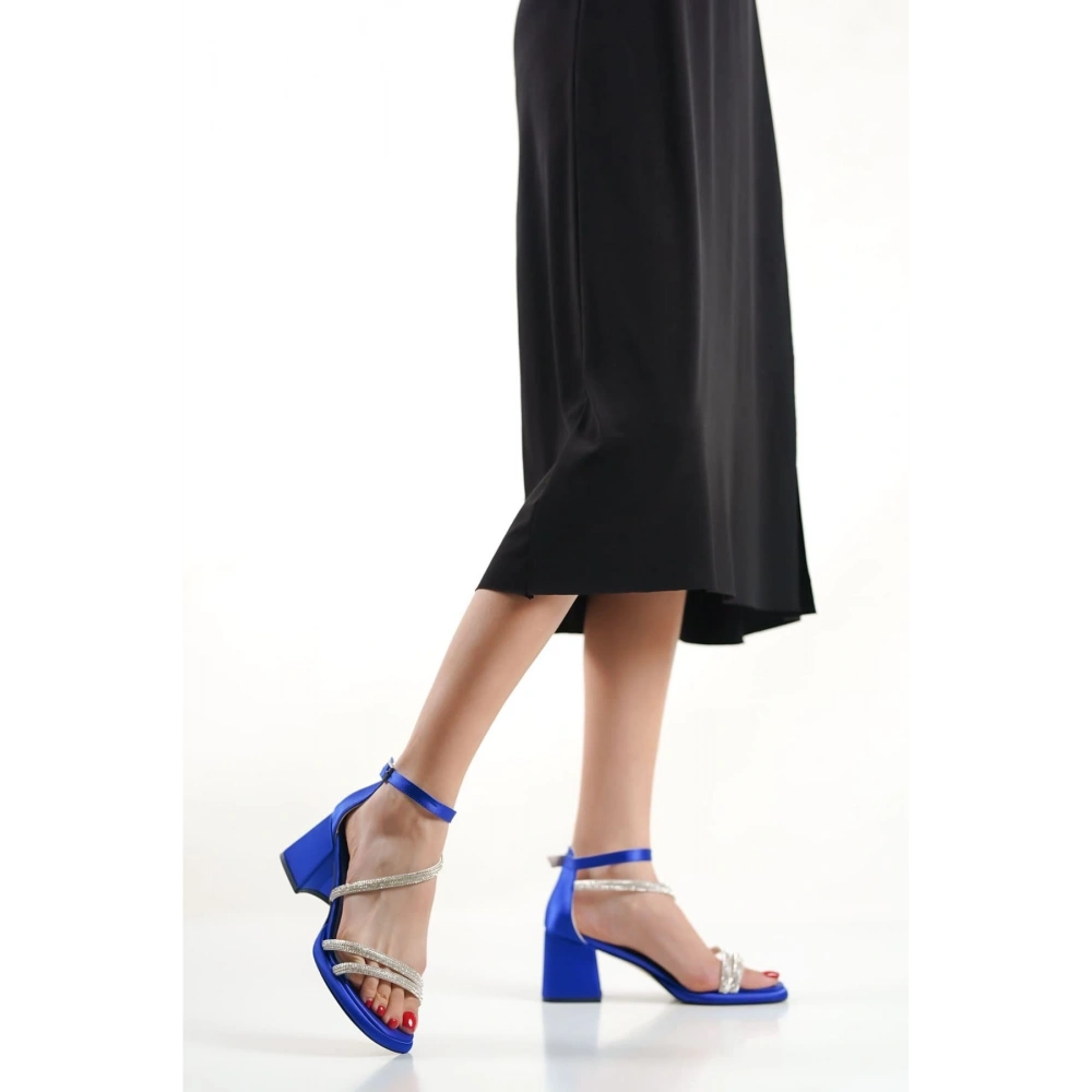 Kadın Saks Mavi Yeni Sezon Topuklu Sandalet