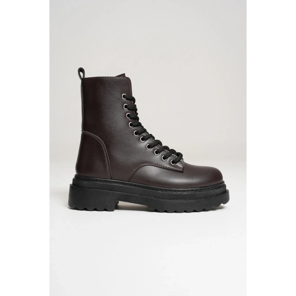 Karma Özel Tasarım Kışlık Acı Kahve Kalın Tabanlı Kadın Bot