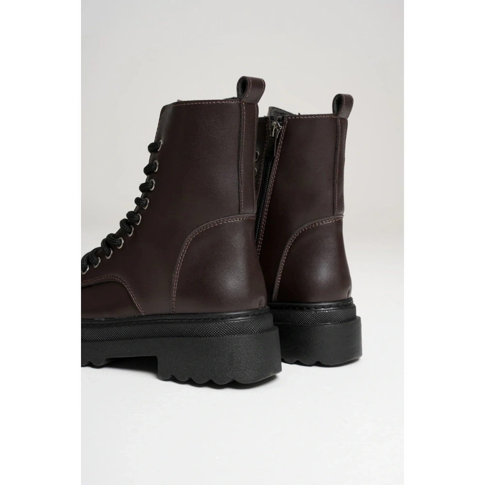 Karma Özel Tasarım Kışlık Acı Kahve Kalın Tabanlı Kadın Bot