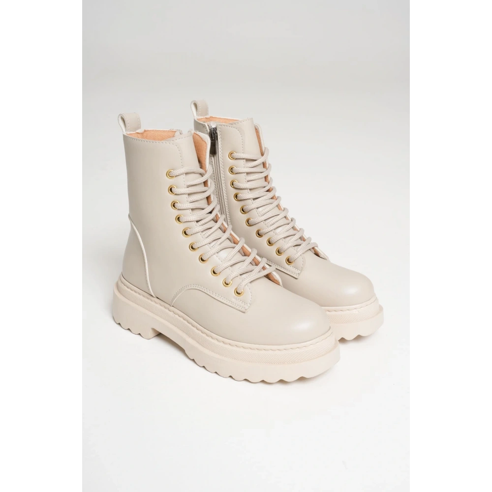 Karma Özel Tasarım Kışlık Bej Kalın Tabanlı Kadın Bot