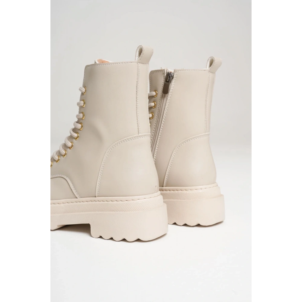 Karma Özel Tasarım Kışlık Bej Kalın Tabanlı Kadın Bot