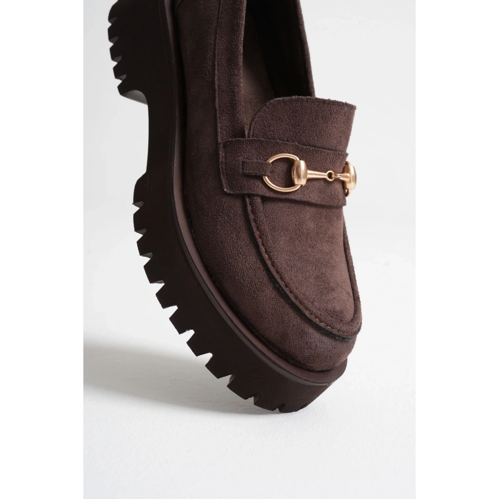 Lara Toka Detaylı Acı Kahve Süet Günlük Loafer Ayakkabı