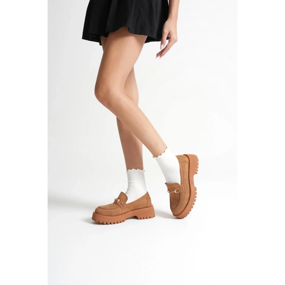 Lara Toka Detaylı Taba Süet Günlük Loafer Ayakkabı