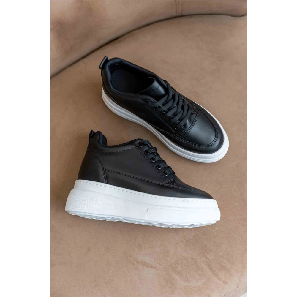 Lauren Kadın Gizli Topuk Beyaz Tabanlı Siyah Spor Ayakkabı