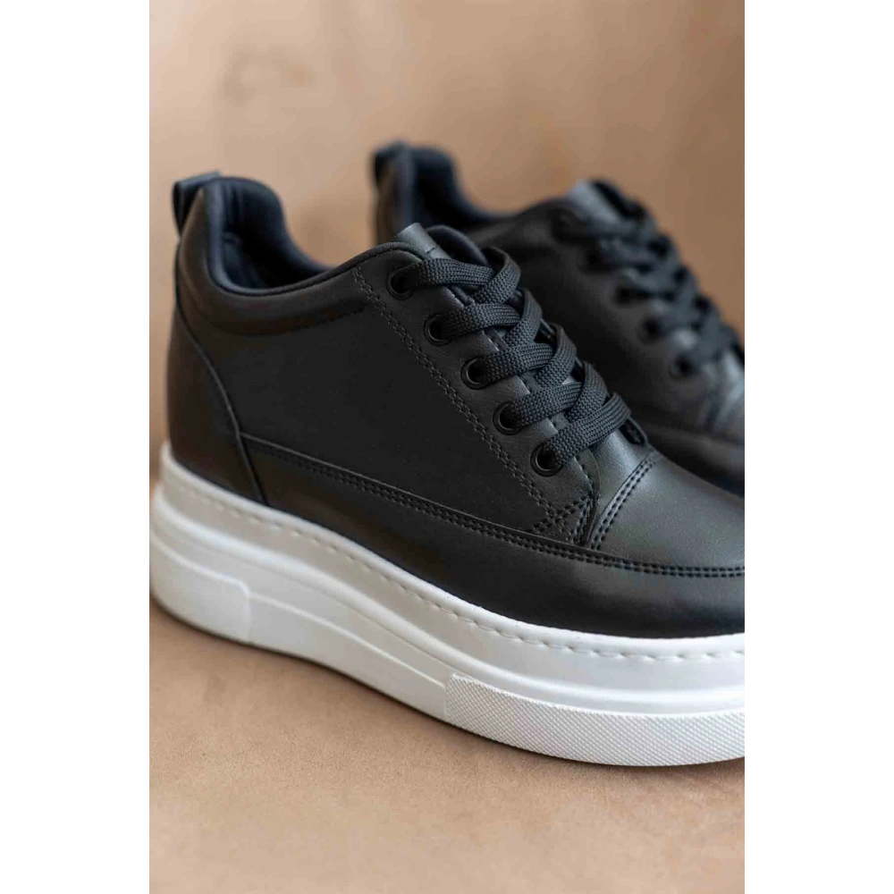 Lauren Kadın Gizli Topuk Beyaz Tabanlı Siyah Spor Ayakkabı