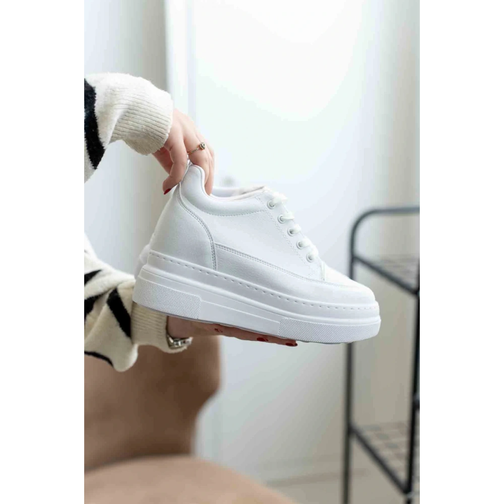 Lauren Kadın Gizli Topuk Mat Beyaz Spor Ayakkabı