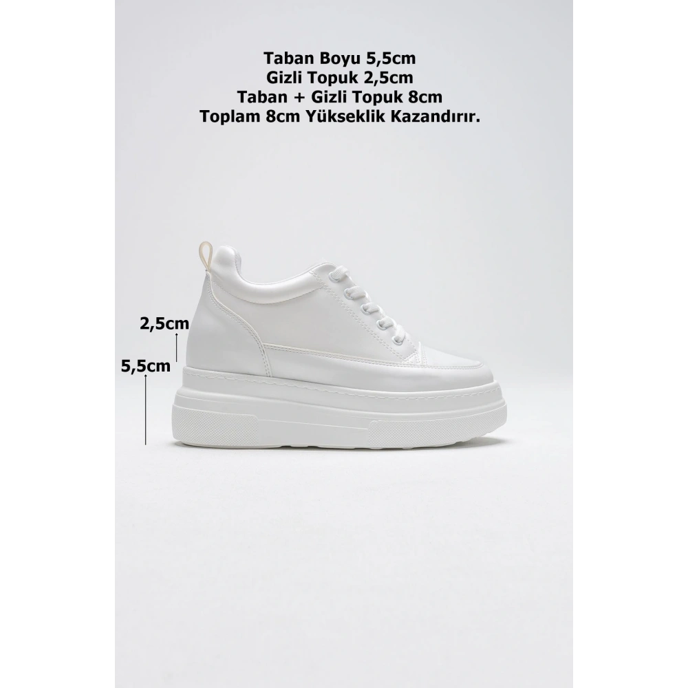 Lauren Kadın Gizli Topuk Mat Beyaz Spor Ayakkabı