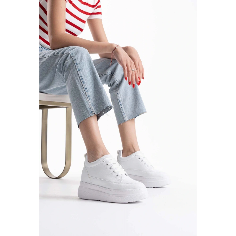 Lauren Kadın Gizli Topuk Mat Beyaz Spor Ayakkabı