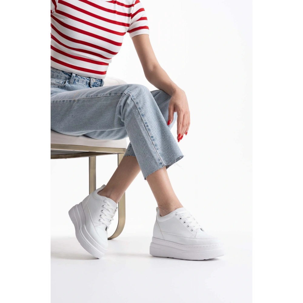 Lauren Kadın Gizli Topuk Mat Beyaz Spor Ayakkabı