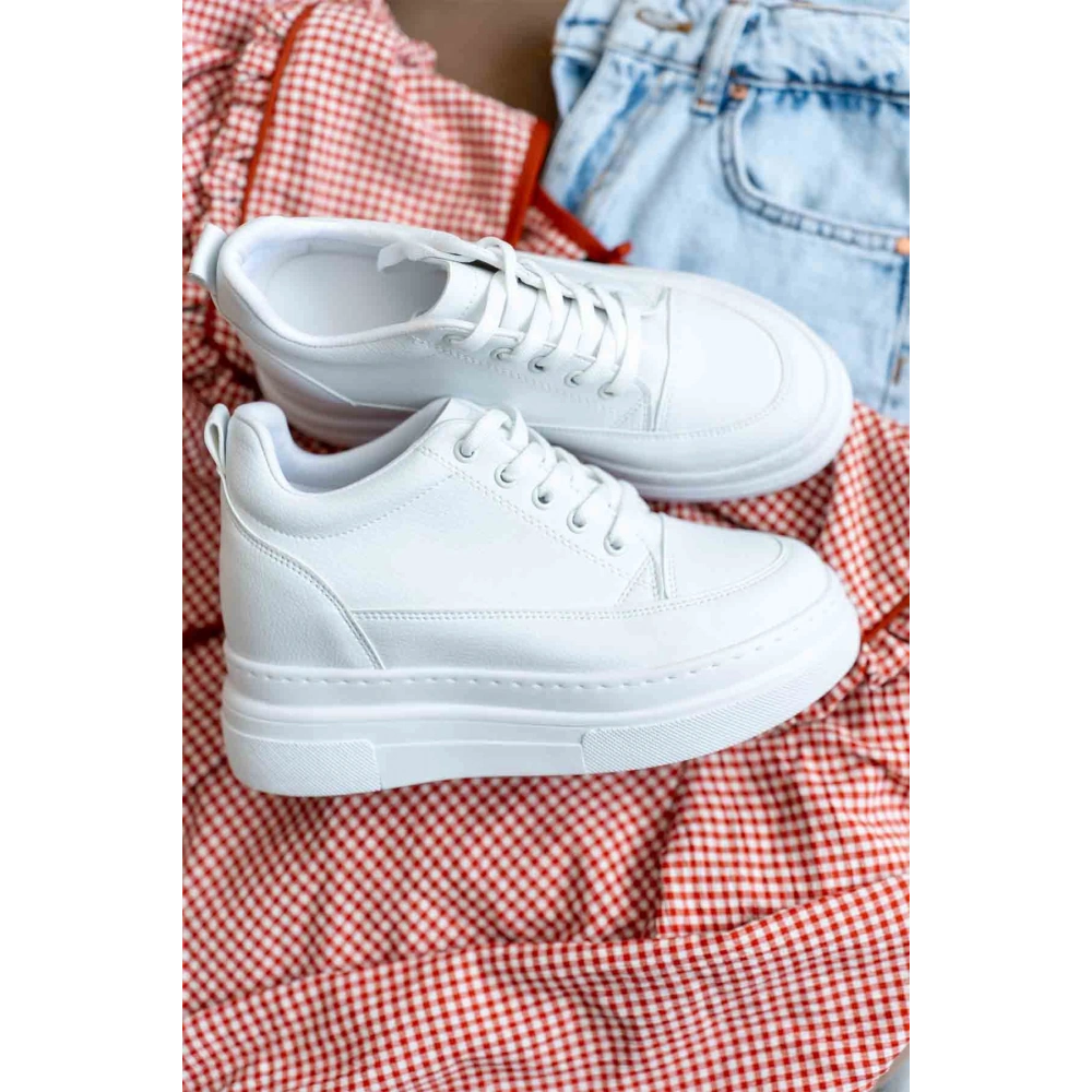 Lauren Kadın Gizli Topuk Mat Beyaz Spor Ayakkabı