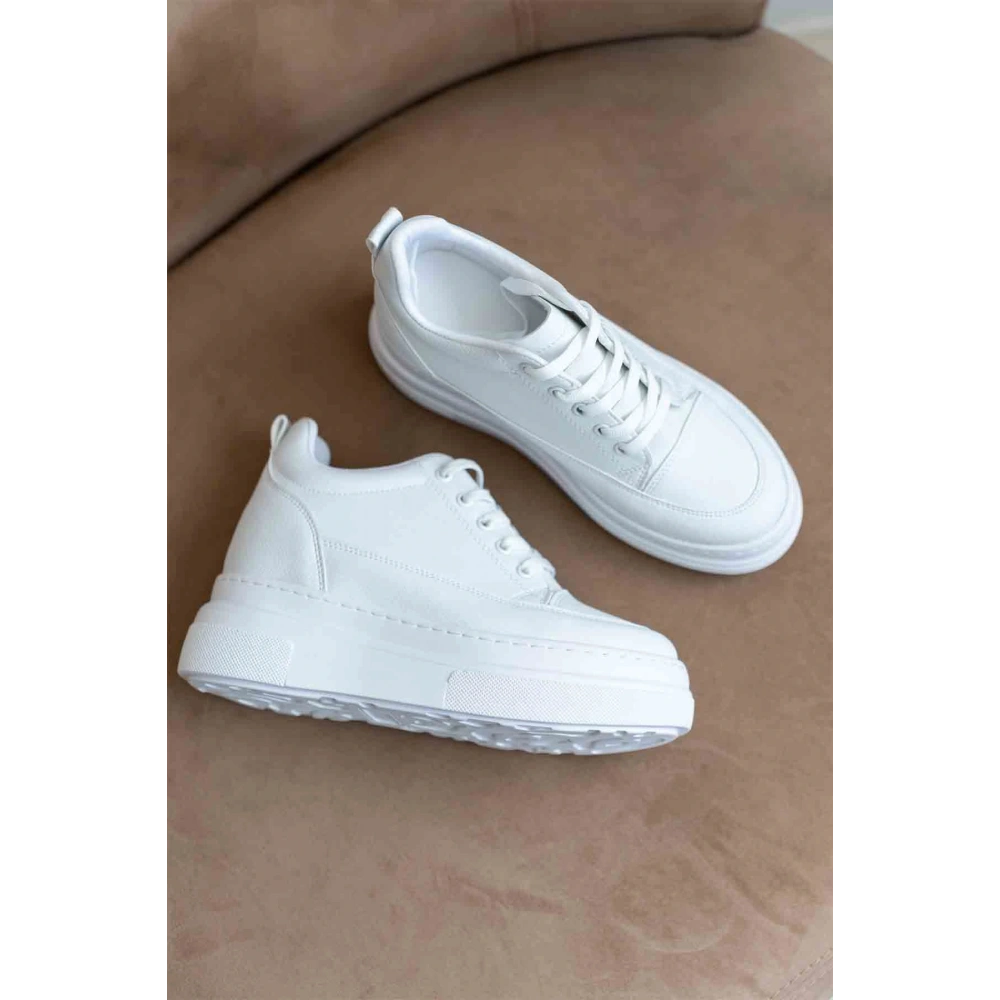 Lauren Kadın Gizli Topuk Mat Beyaz Spor Ayakkabı