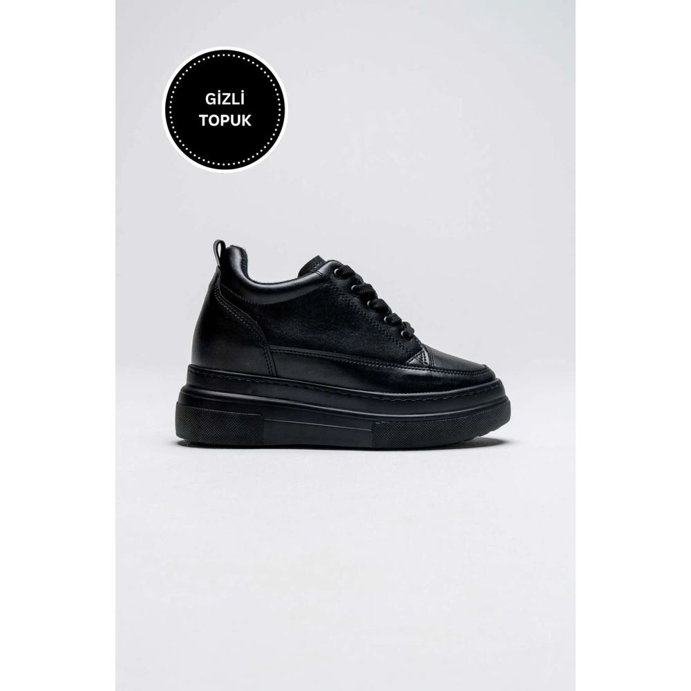Lauren Kadın Gizli Topuk Mat Siyah Spor Ayakkabı