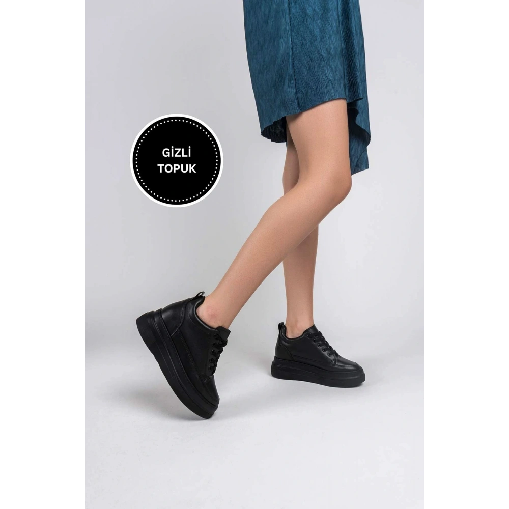 Lauren Kadın Gizli Topuk Mat Siyah Spor Ayakkabı