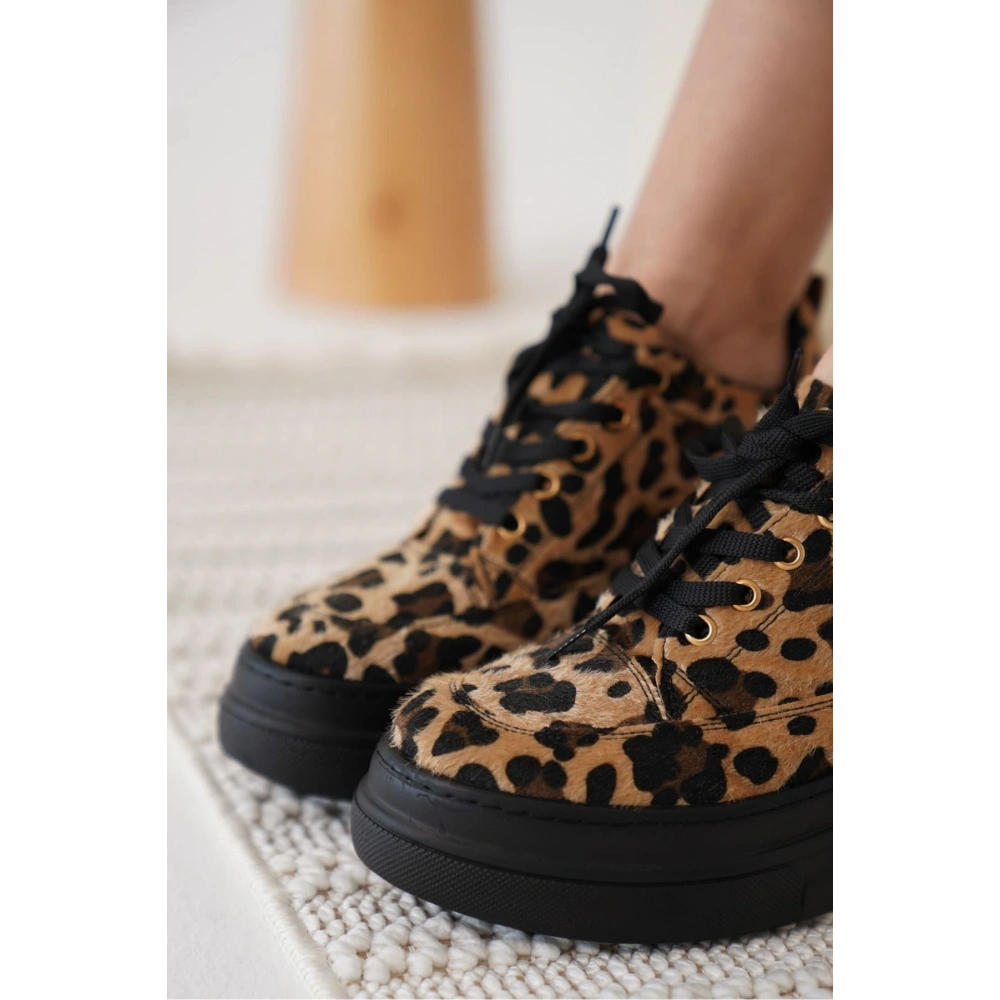 Lauren Kadın Gizli Topuk Siyah Taban Leopar Spor Ayakkabı