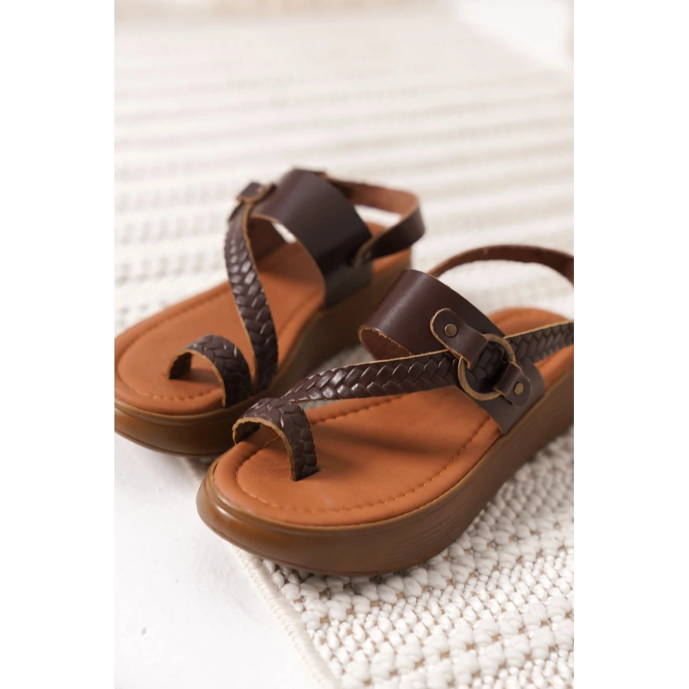 Likya Acı Kahve Hakiki Deri Sandalet