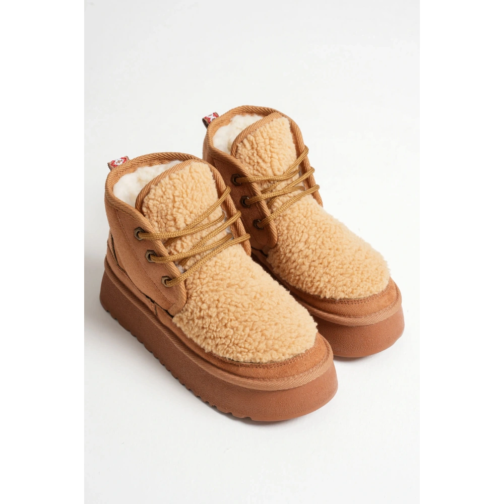 Loana Kadın Kürklü Taba Kışlık Kalın Tabanlı Bot