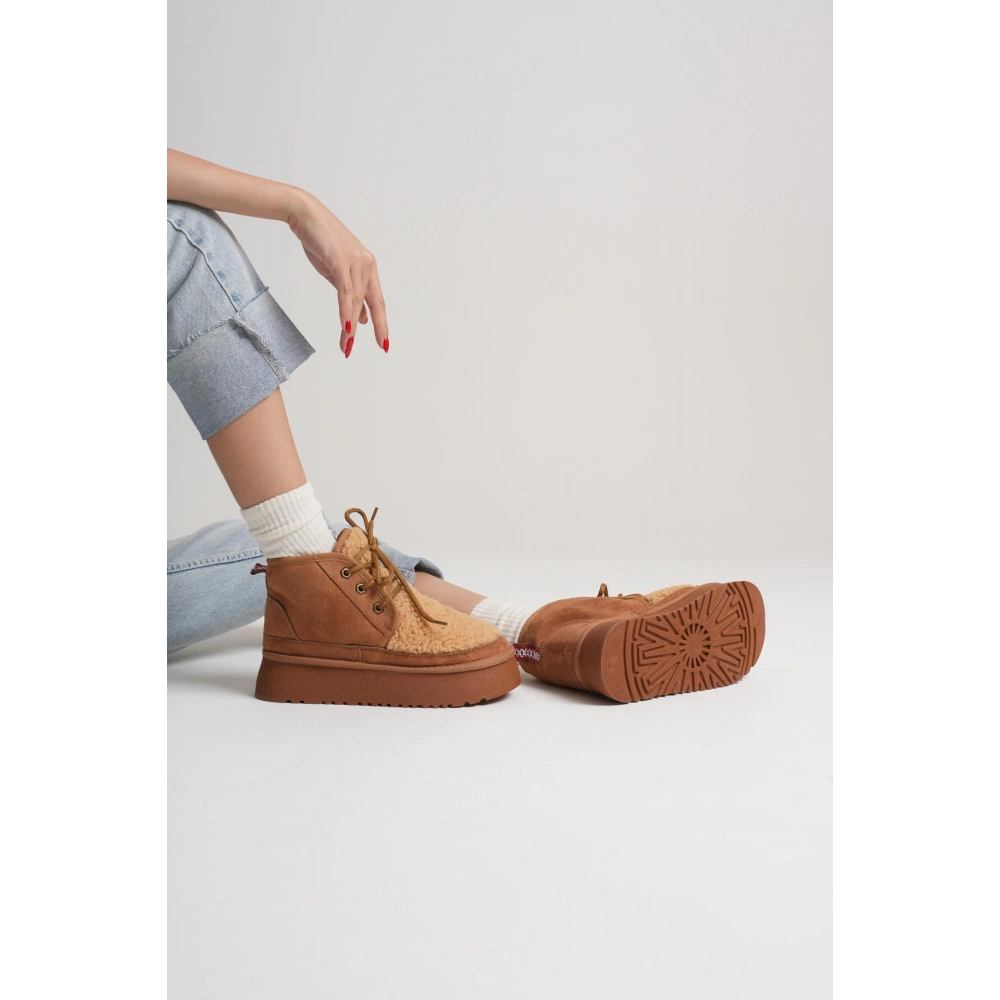 Loana Kadın Kürklü Taba Kışlık Kalın Tabanlı Bot