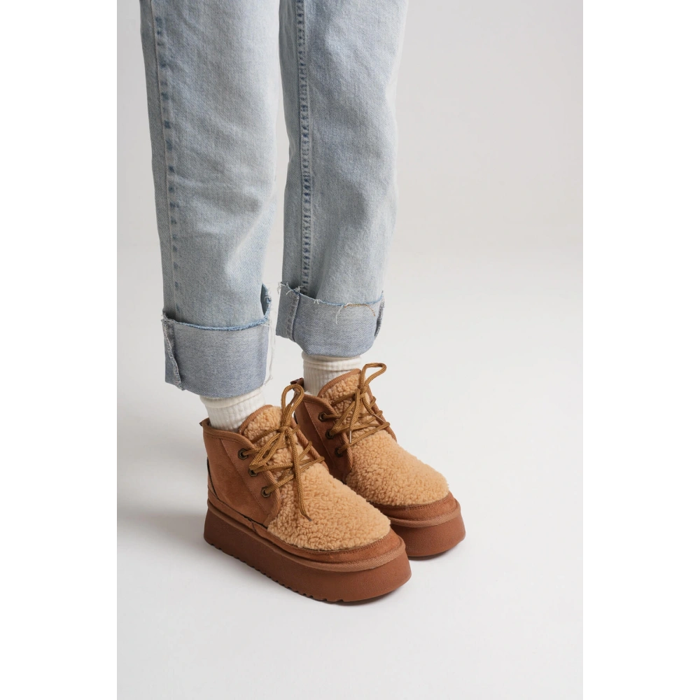 Loana Kadın Kürklü Taba Kışlık Kalın Tabanlı Bot