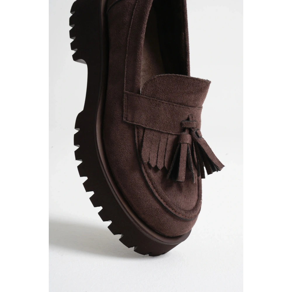 Mina Kadın Günlük Acı Kahve Süet Loafer Ayakkabı