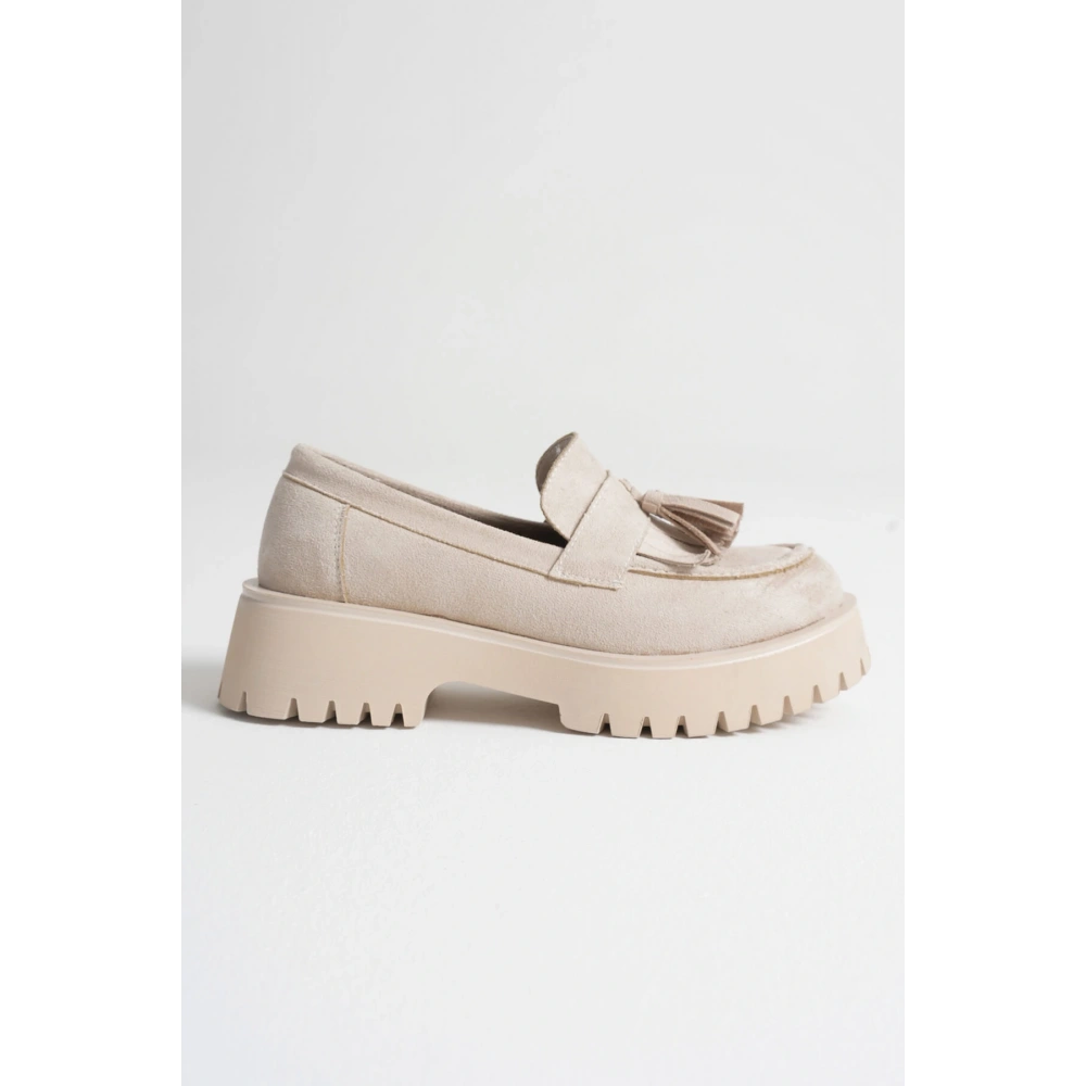 Mina Kadın Günlük Bej Süet Loafer Ayakkabı