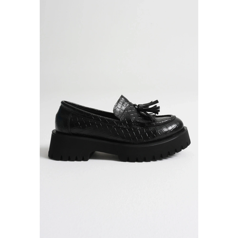Mina Kadın Günlük Siyah Kroko Baskılı Loafer Ayakkabı