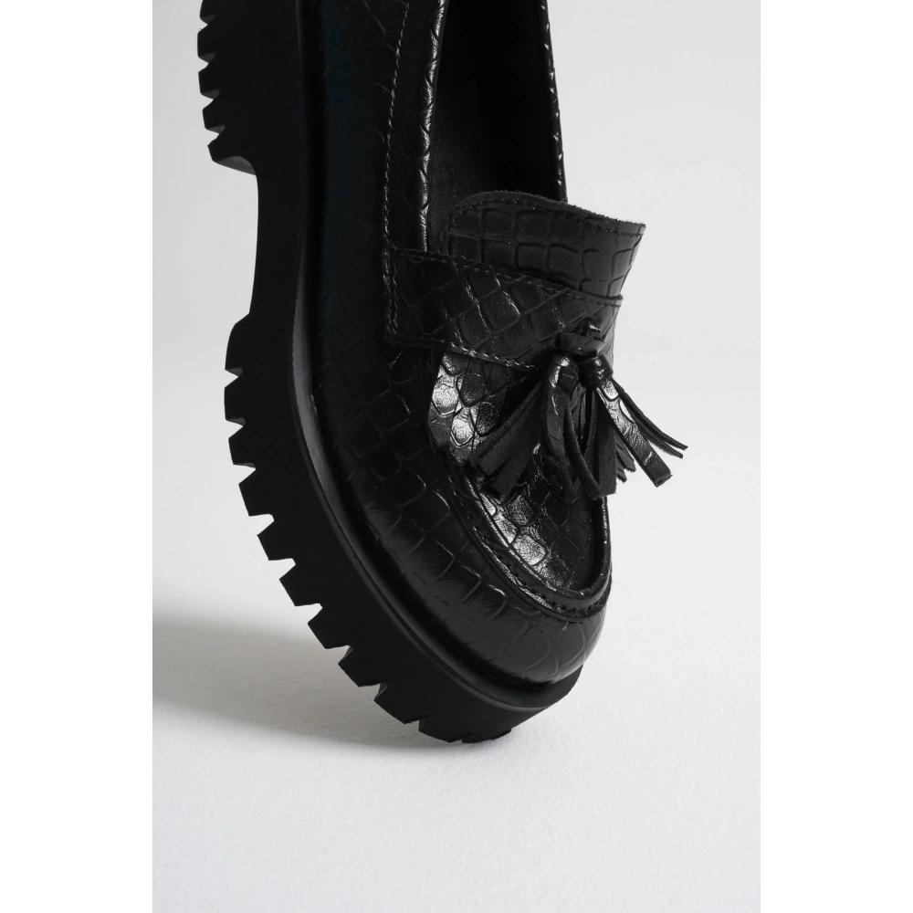 Mina Kadın Günlük Siyah Kroko Baskılı Loafer Ayakkabı