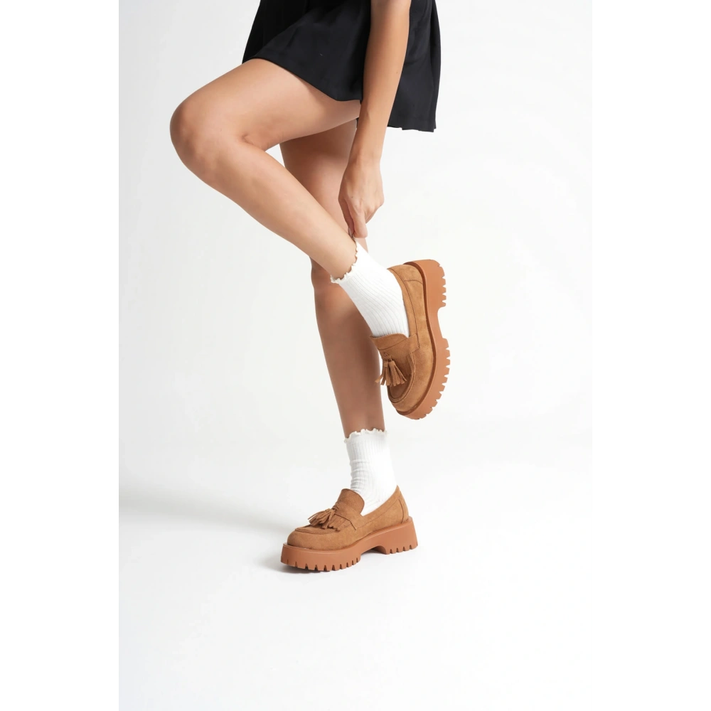 Mina Kadın Günlük Taba Süet Loafer Ayakkabı