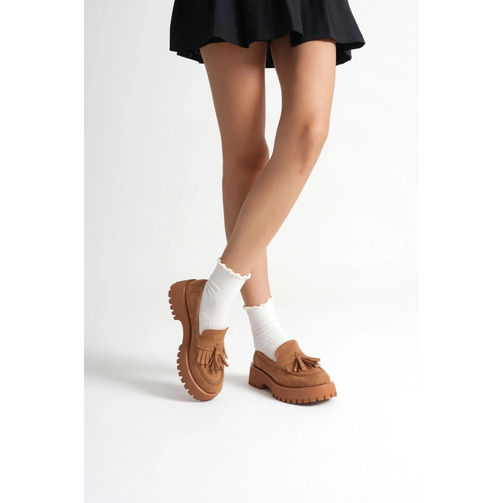 Mina Kadın Günlük Taba Süet Loafer Ayakkabı