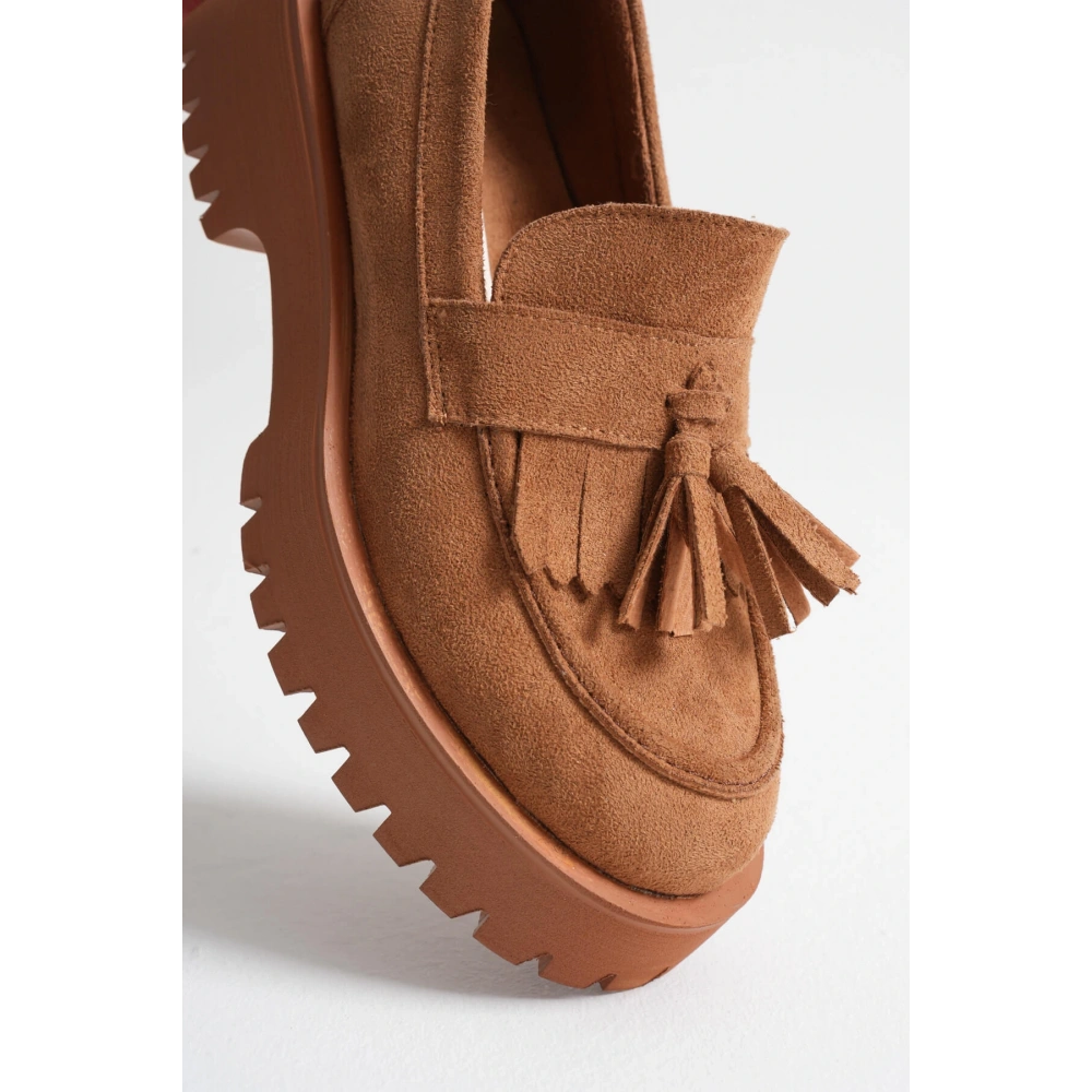 Mina Kadın Günlük Taba Süet Loafer Ayakkabı