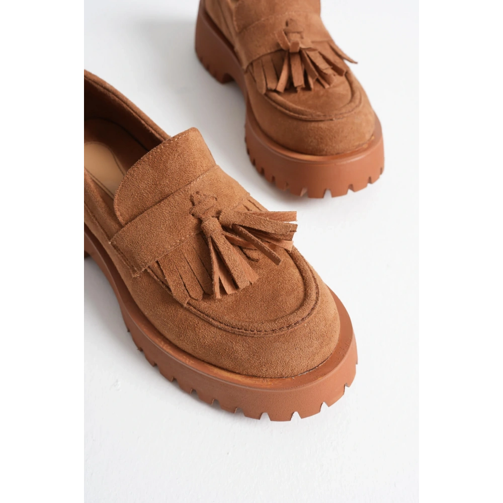 Mina Kadın Günlük Taba Süet Loafer Ayakkabı