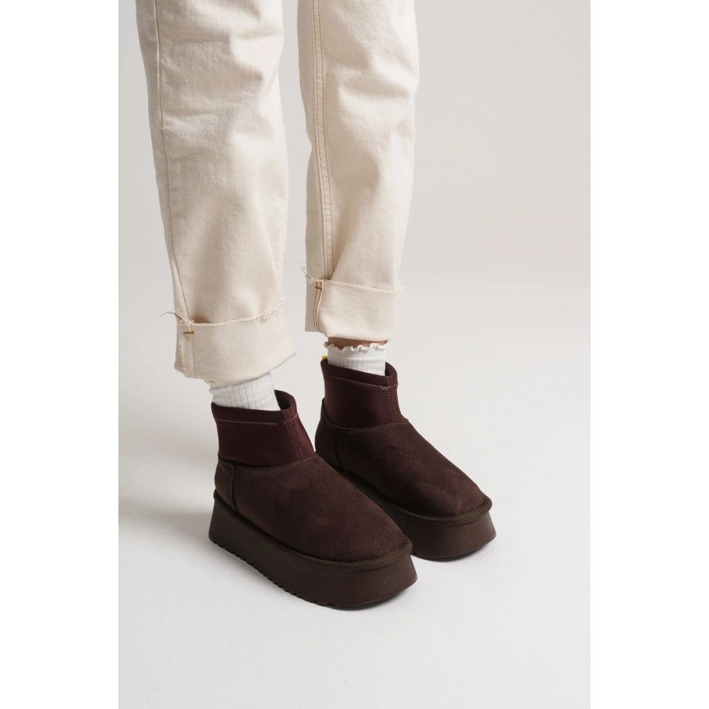 Nadia Kadın Acı Kahve Kışlık İçi Kürklü Kalın Taban Bot