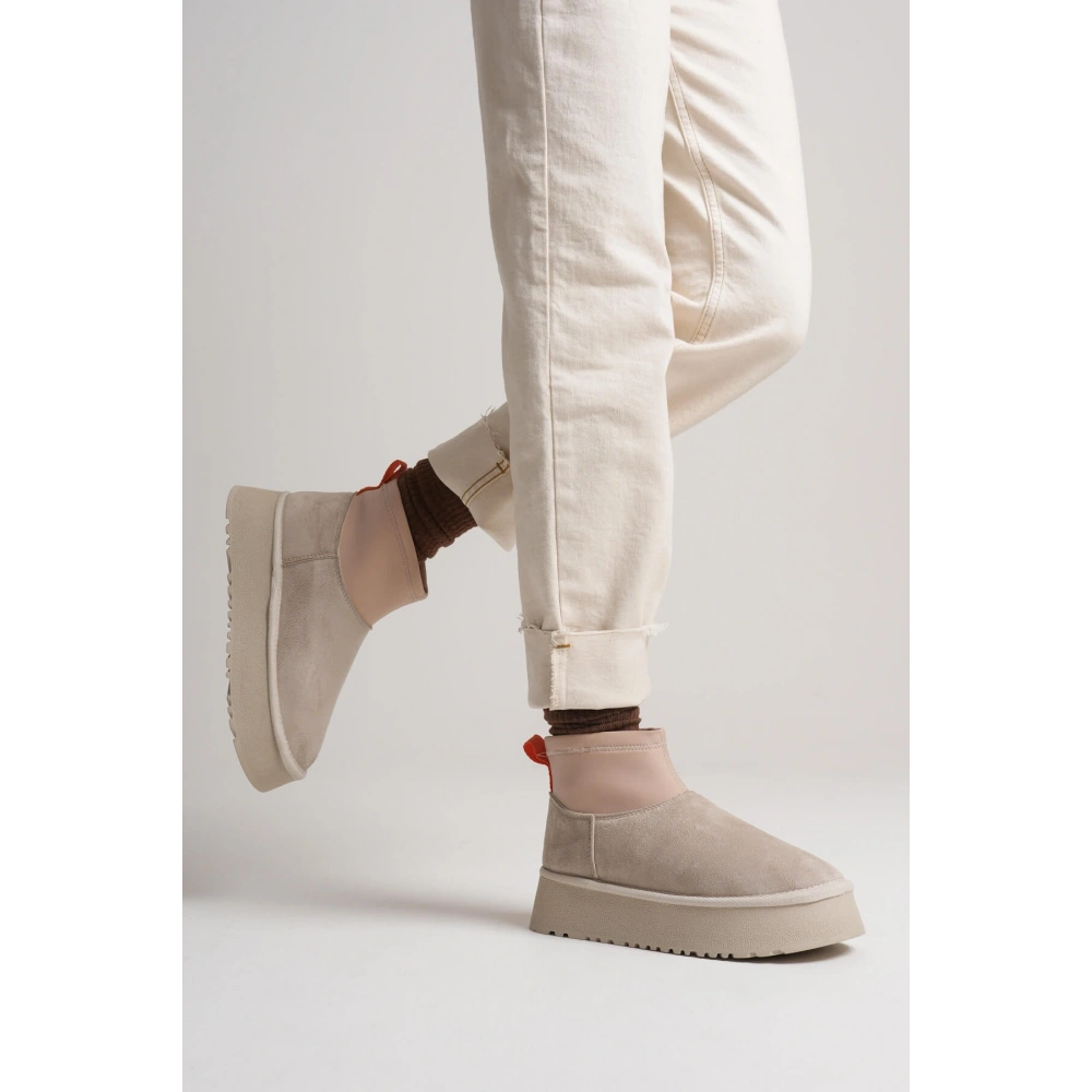 Nadia Kadın Bej Kışlık İçi Kürklü Kalın Taban Bot