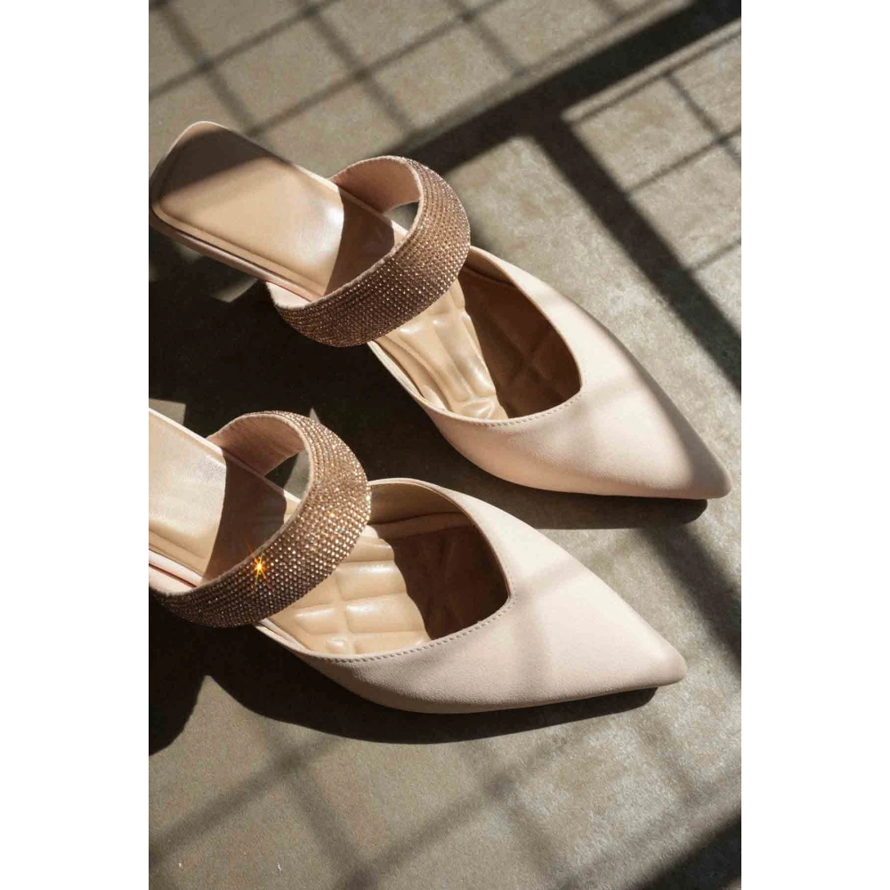 Topuklu Bej Kadın Terlik TR08MS13B