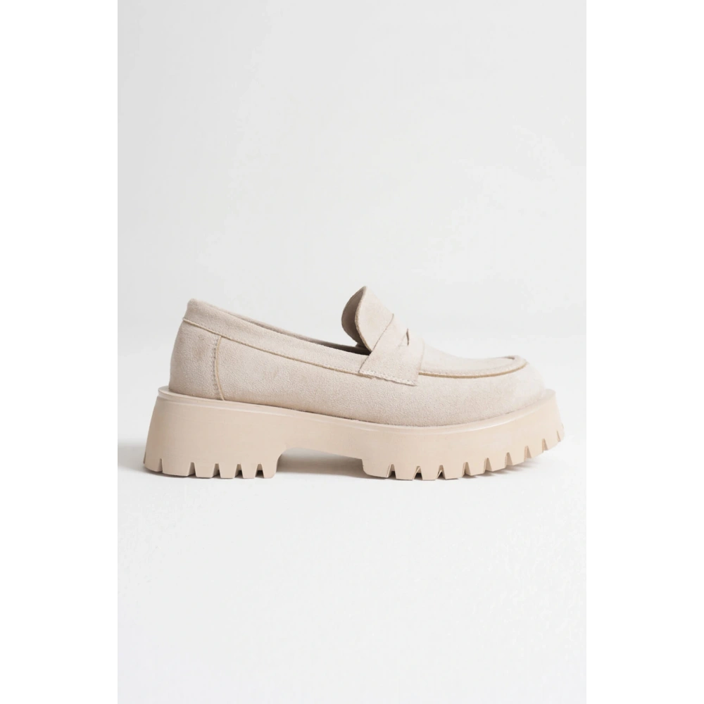 Noir Kadın Günlük Bej Süet Loafer Ayakkabı