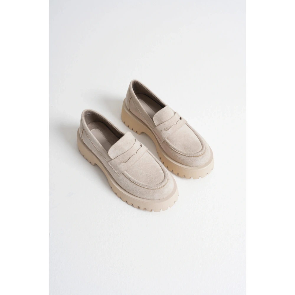 Noir Kadın Günlük Bej Süet Loafer Ayakkabı