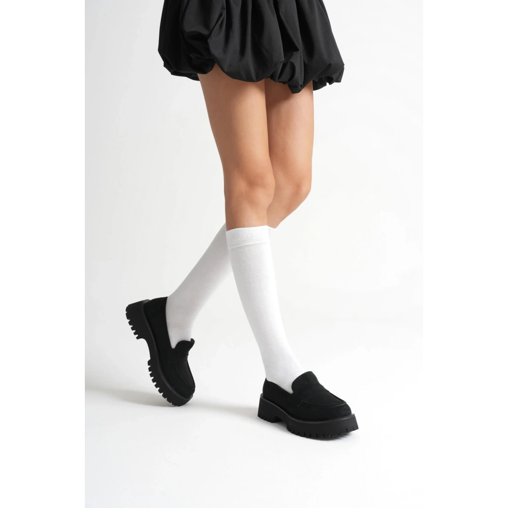 Noir Kadın Günlük Siyah Süet Loafer Ayakkabı