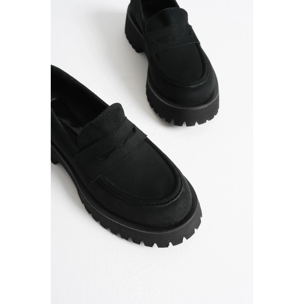 Noir Kadın Günlük Siyah Süet Loafer Ayakkabı
