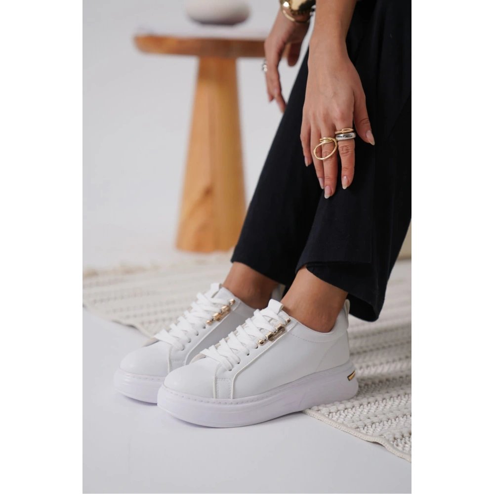 Nova Kadın Gold Detaylı Beyaz Sneaker